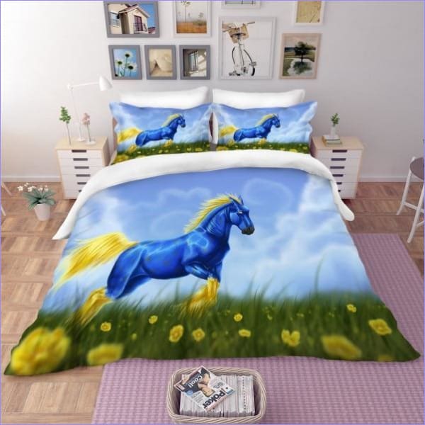 Caballo Azul Y Amarillo Funda Nórdica