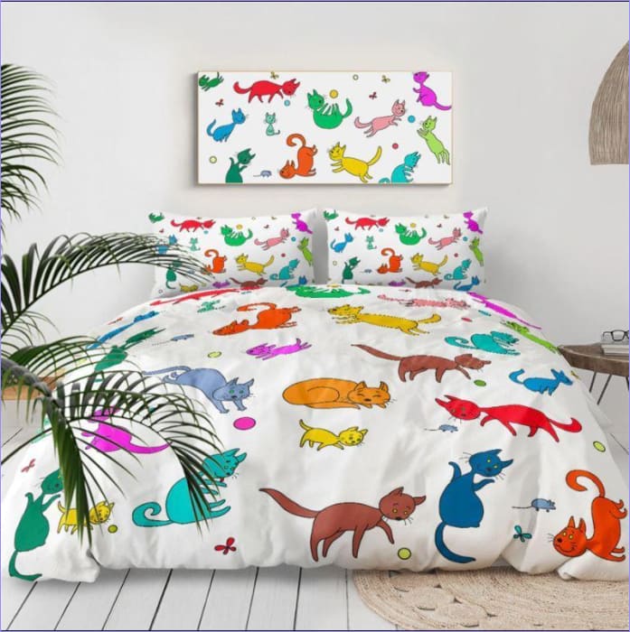 Funda Nórdica Infantil Gatos De Colores