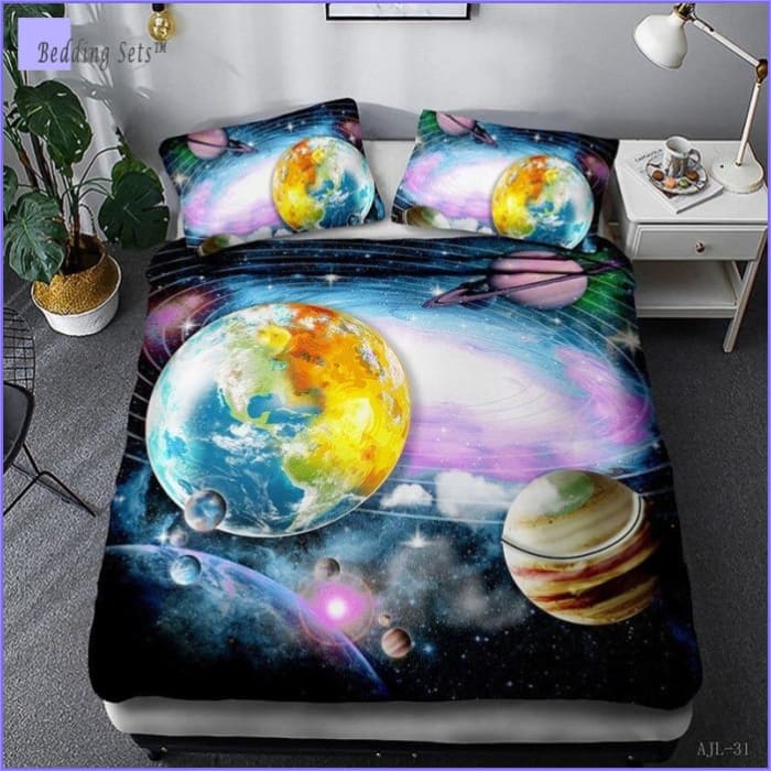 Funda Nórdica Galaxia Planeta Tierra Pastel