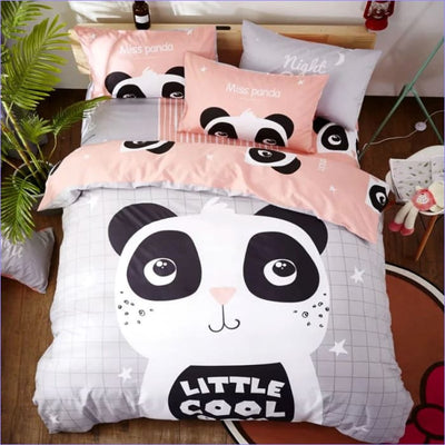 Panda Gris Y Rosa Little Cool Funda Nórdica