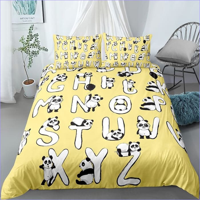 Alfabeto Panda Amarillo Funda Nórdica