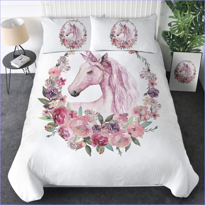 Flor Corona Unicornio Funda Nórdica