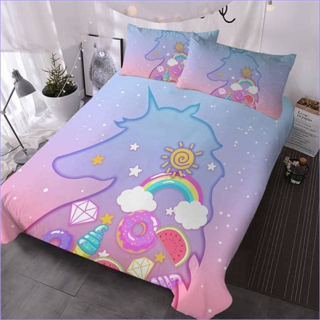 Silueta Unicornio Y Arcoiris Funda Nórdica