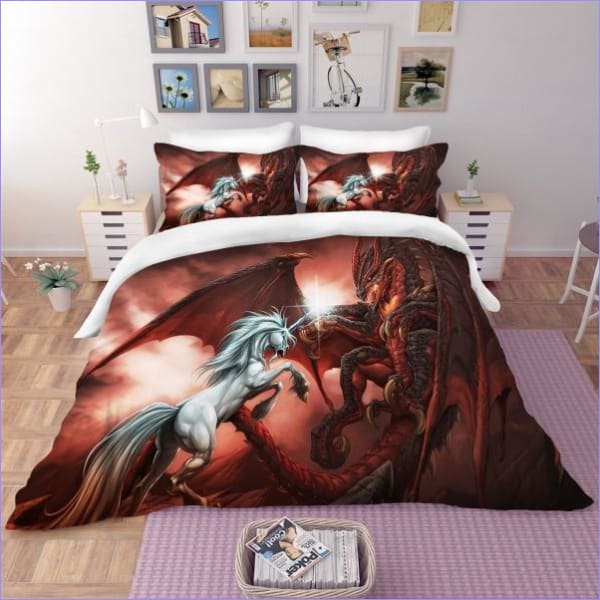 Funda Nórdica Unicornio Vs Dragón
