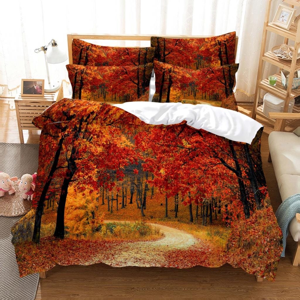 Patrón De Bosque De Hojas Caídas Funda Nórdica