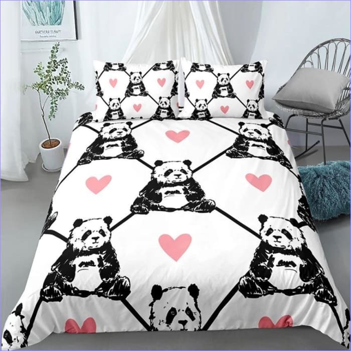 Panda Con Corazones Funda Nórdica