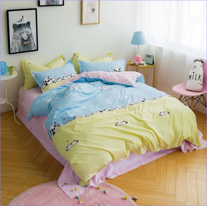 Panda Azul Y Amarillo Funda Nórdica