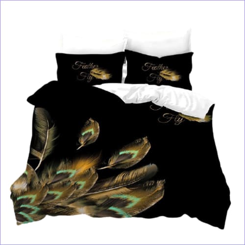 Plumas De Pavo Real Blancas, Negras, Rojas Y Azules Funda Nórdica