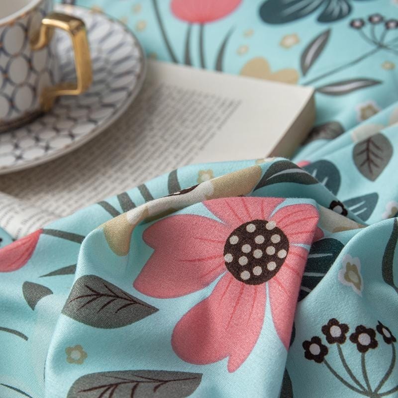 Funda Nórdica Verde Pequeñas Flores Rosas