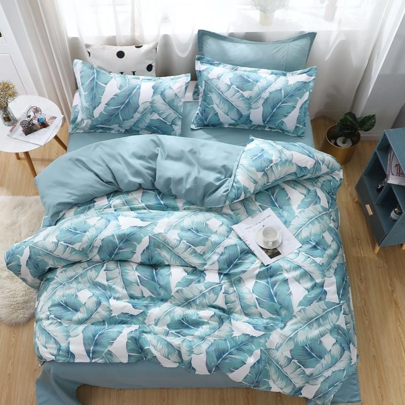 Funda Nórdica Verde Y Blanca Flores Tropicales