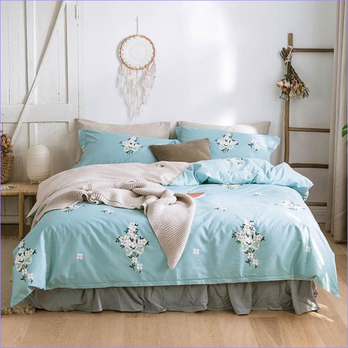 Funda Nórdica Floral Turquesa