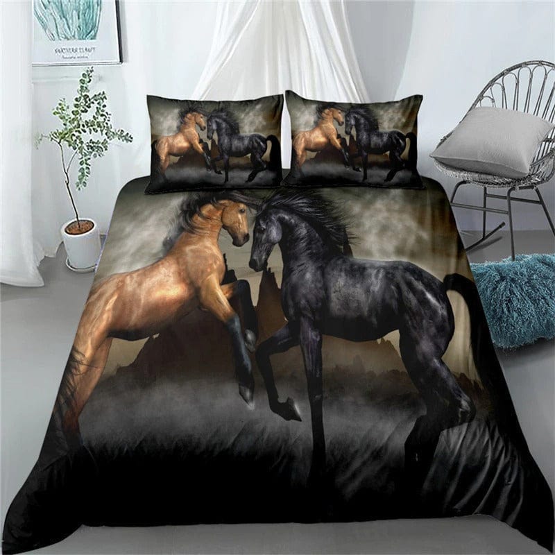 Juego De Cama Caballo Negro Y Marrón 1 Persona