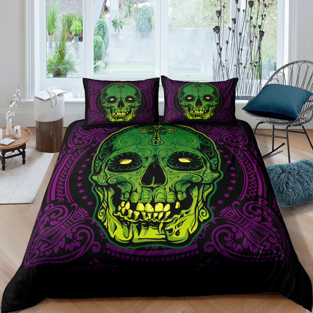 Juego De Cama De Calavera Violeta