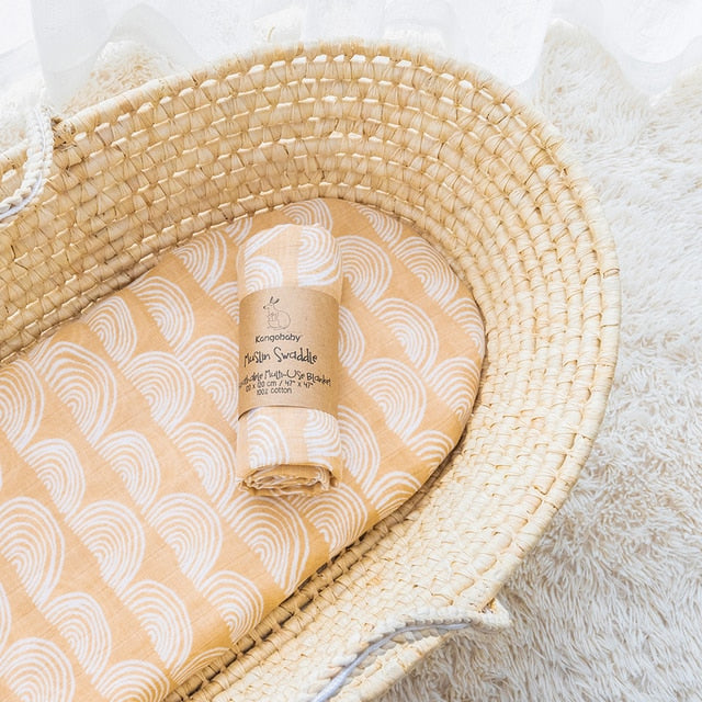 Manta De Bebé Marrón Con Semicírculo Blanco